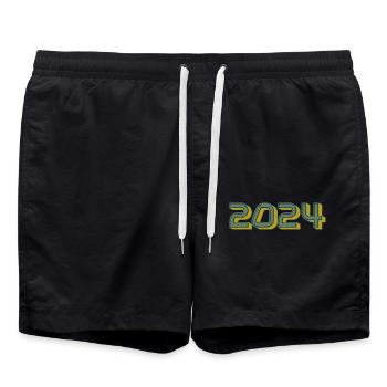 2024. FROHES NEUES JAHR. SILVESTER. NEUJAHR - Badeshorts - Schwarz - Vorne - AI Model Male 185 light (185cm)