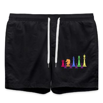 Schach Schachmatt Schachspieler Schachfamilie - Badeshorts - Schwarz - Vorne - AI Model Male 185 light (185cm)