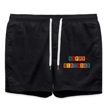 ALLES GUTE ZUM GEBURTSTAG. ALLES GUTE ZUM GEBURTSTAG. JAHRESTAG. - Badeshorts - Schwarz - Vorne - AI Model Male 185 light (185cm)
