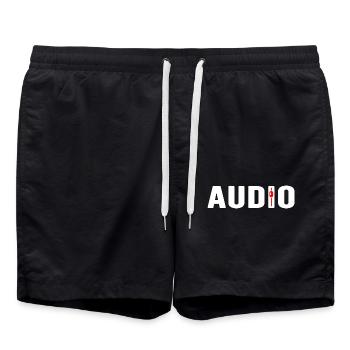dj audio sound mischpult synthesize mixtape musik - Badeshorts - Schwarz - Vorne - AI Model Male 185 light (185cm)