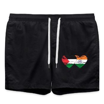 Palestine Inde Drapeau Coeur Utilisé - Short de bain - noir - Devant - AI Model Male 185 light (185cm)