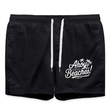 Ahoy Beaches | Fun Beach & Vacation - Swim Trunks - black - Front - AI Model Male 185 light (185cm)