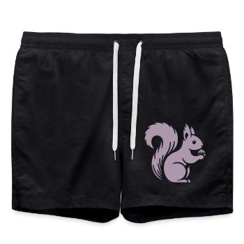Minimalistische Eichhörnchen Silhouette mit Nuss - Badeshorts - Schwarz - Vorne - AI Model Male 185 light (185cm)