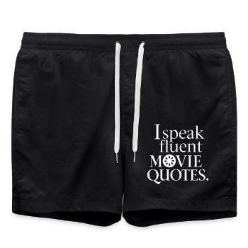 Cinema Lover Silhouette Saying - Swim Trunks - black - Front - AI Model Male 185 light (185cm)