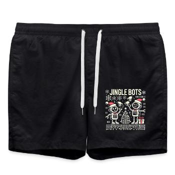 Jingle Bots - Christmas Robots with Binary Code - Swim Trunks - black - Front - AI Model Male 185 light (185cm)