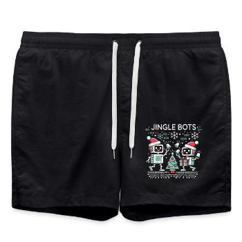 Jingle Bots - Christmas Robots with Binary Code - Swim Trunks - black - Front - AI Model Male 185 light (185cm)
