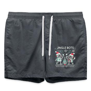 Jingle Bots - Christmas Robots with Binary Code - Swim Trunks - anthracite - Front - AI Model Male 185 light (185cm)