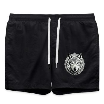 Wolf mit keltischem Knoten 01 - Badeshorts - Schwarz - Vorne - AI Model Male 185 light (185cm)