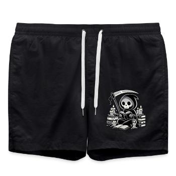 Grim Reaper Bookworm with Scythe - Swim Trunks - black - Front - AI Model Male 185 light (185cm)