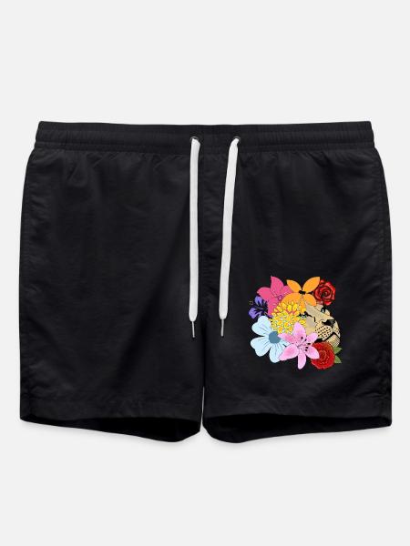 Lioness with flowers - Swim Trunks - black