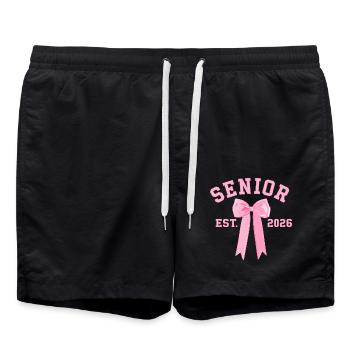 Senior 2026 mit rosa Schleife - Badeshorts - Schwarz - Vorne - AI Model Male 185 light (185cm)