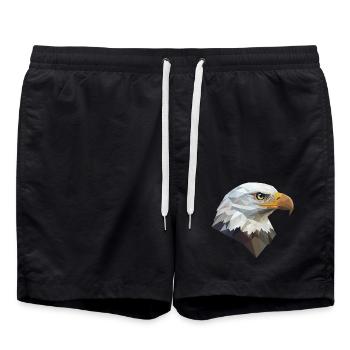 Eagle Head Low Poly Art Logo Design - Swim Trunks - black - Front - AI Model Male 185 light (185cm)