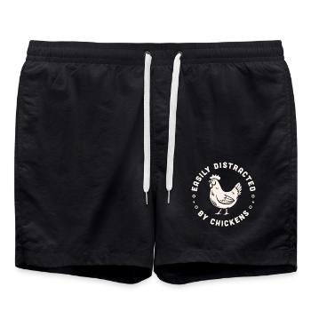 Henne Huhn Humor Lustige Bauernhoftiere - Badeshorts - Schwarz - Vorne - AI Model Male 185 light (185cm)