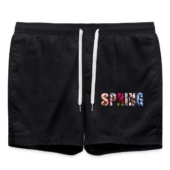 Spring - Frühlingsdesign - Badeshorts - Schwarz - Vorne - AI Model Male 185 light (185cm)