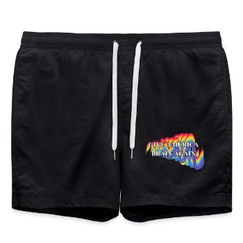Give America Brain Again Rainbow LGBTQ - Badeshorts - Schwarz - Vorne - AI Model Male 185 light (185cm)