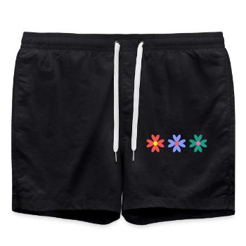 HERZ. HEILIGER VALENTINSTAG. Junggesellinnenabschied. ICH LIEBE DICH. ICH LIEBE DICH - Badeshorts - Schwarz - Vorne - AI Model Male 185 light (185cm)