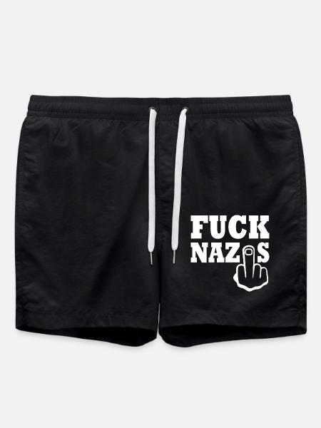 Fuck nazis - Swim Trunks - black