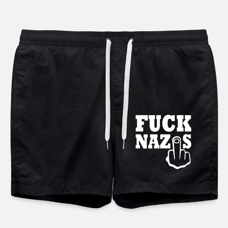 Fuck nazis - Swim Trunks - black