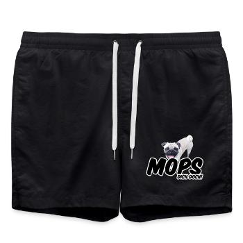 Mops Dich doch! Geschenk Hund Tier Haustier - Badeshorts - Schwarz - Vorne - AI Model Male 185 light (185cm)
