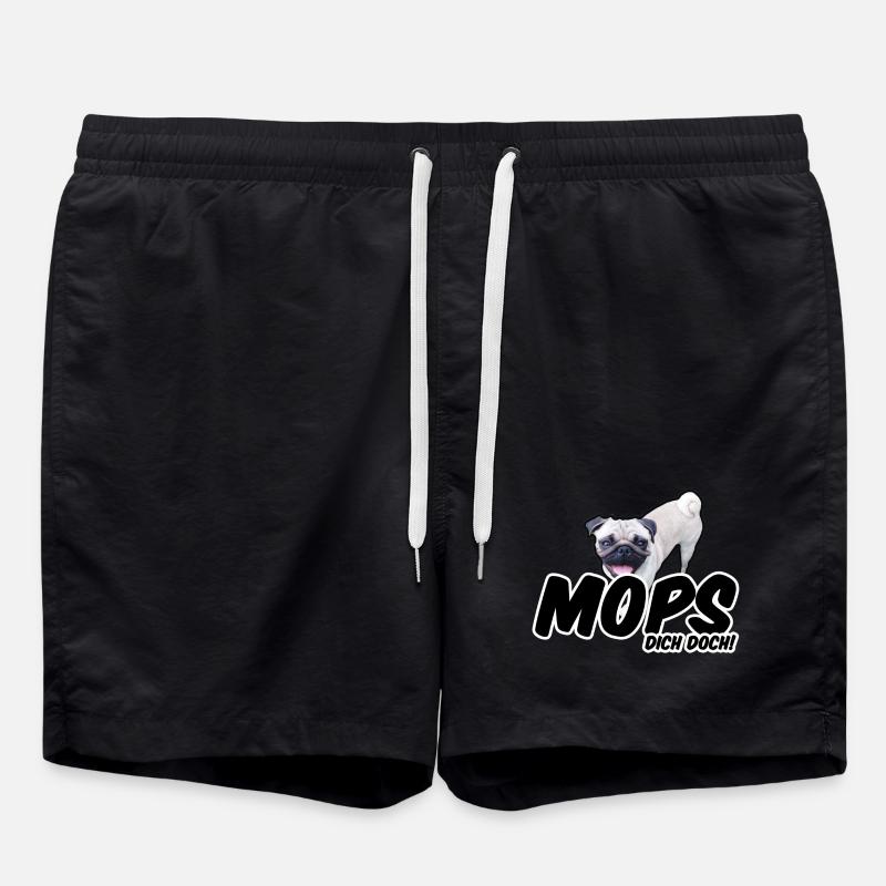 Mops Dich doch! Geschenk Hund Tier Haustier - Badeshorts - Schwarz