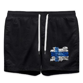 Drapeau de la Finlande Vintage - Short de bain - noir - Devant - AI Model Male 185 light (185cm)