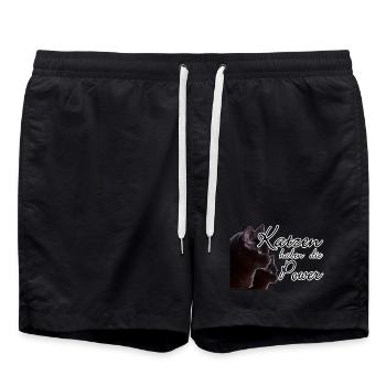 Katzen Katze Tier Haustier Spruch Liebe Geschenk - Badeshorts - Schwarz - Vorne - AI Model Male 185 light (185cm)