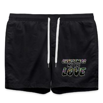 Christmas Love Weihnachten Spruch Geschenk - Badeshorts - Schwarz - Vorne - AI Model Male 185 light (185cm)