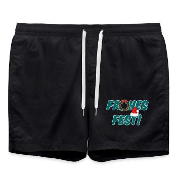 Frohes Fest Weihnachten Christmas Geschenk - Badeshorts - Schwarz - Vorne - AI Model Male 185 light (185cm)