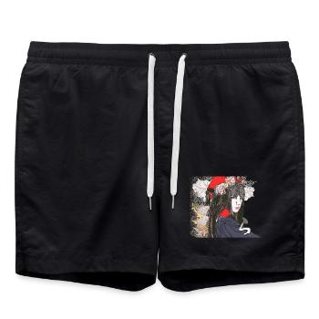 japanese mafia portrait - Swim Trunks - black - Front - AI Model Male 185 light (185cm)