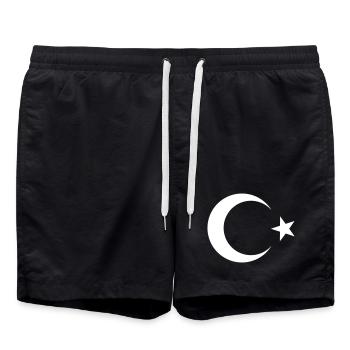 Turkish flag black - Swim Trunks - black - Front - AI Model Male 185 light (185cm)