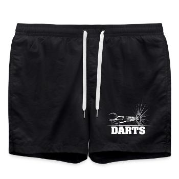 Darts Dartspieler Pfeile Illustration Bar Sport - Badeshorts - Schwarz - Vorne - AI Model Male 185 light (185cm)