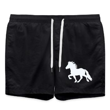 Islandpferd 6, Edler Tölter - Badeshorts - Schwarz - Vorne - AI Model Male 185 light (185cm)