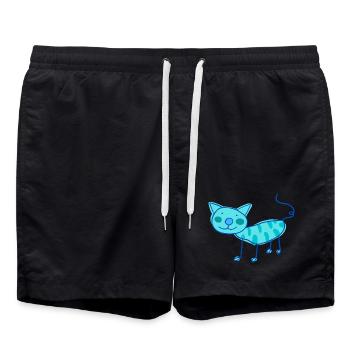 Doux chat de chat d’enfants en couleur - Short de bain - noir - Devant - AI Model Male 185 light (185cm)