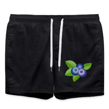 drei leuchtend blaue Heidelbeeren mit Blätter - Badeshorts - Schwarz - Vorne - AI Model Male 185 light (185cm)