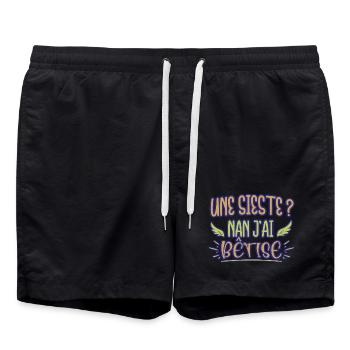 Une sieste ? Nan j'ai bêtise humour bébé naissance - Short de bain - noir - Devant - AI Model Male 185 light (185cm)
