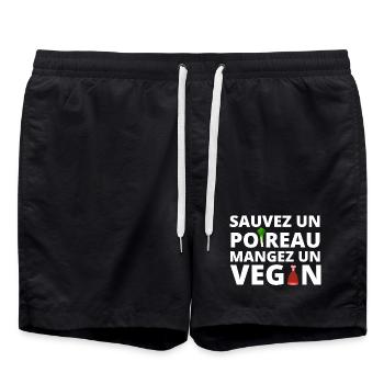 végan, végan humour, végétarien - Short de bain - noir - Devant - AI Model Male 185 light (185cm)
