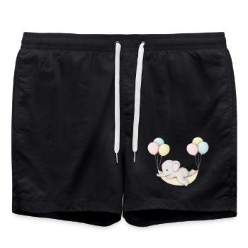 mignon bébé éléphant dans un hamac - Short de bain - noir - Devant - AI Model Male 185 light (185cm)