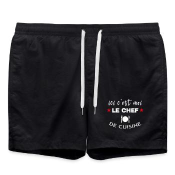 Chef Autoproclamé de Cuisine Humoristique - Short de bain - noir - Devant - AI Model Male 185 light (185cm)