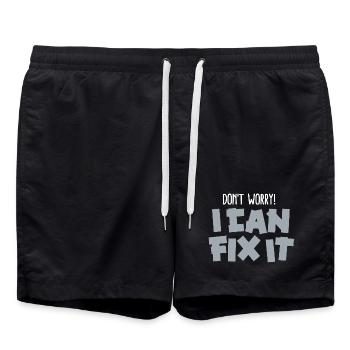 Funny father Duct tape Don't worry! I can fix it - Swim Trunks - black - Front - AI Model Male 185 light (185cm)