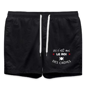 Ici c'est moi le roi des crêpes humour Bretagne - Short de bain - noir - Devant - AI Model Male 185 light (185cm)