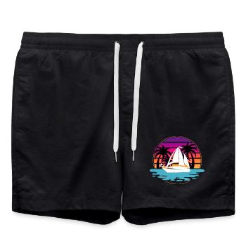 Segeln Segler Segelboot - Badeshorts - Schwarz - Vorne - AI Model Male 185 light (185cm)