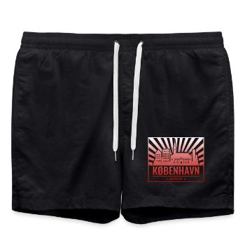 Kopenhagen Skyline im Sonnenuntergang - Badeshorts - Schwarz - Vorne - AI Model Male 185 light (185cm)