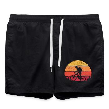 Twin Cyclist Sunset Silhouette - Swim Trunks - black - Front - AI Model Male 185 light (185cm)