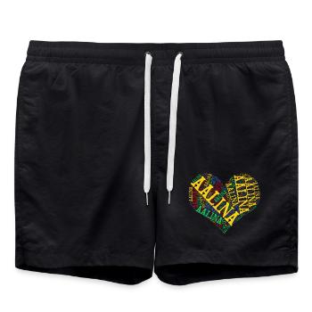 t-shirt Aalina heart t-shirt word cloud - Swim Trunks - black - Front - AI Model Male 185 light (185cm)