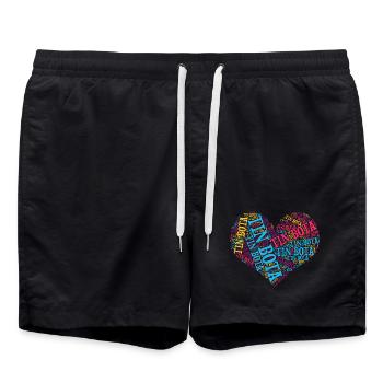 t-shirt tin bota word cloud heart Emilia Romagna - Swim Trunks - black - Front - AI Model Male 185 light (185cm)