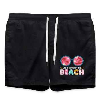 summer holidays, summer, hello summer - Swim Trunks - black - Front - AI Model Male 185 light (185cm)