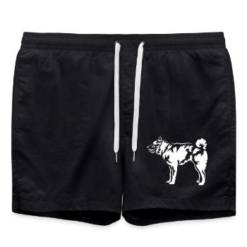 Norwegischer Elchhund "Black Edition" - Badeshorts - Schwarz - Vorne - AI Model Male 185 light (185cm)