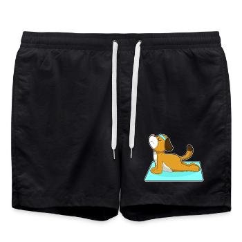 Hund Yoga Fitness Gymnastik - Badeshorts - Schwarz - Vorne - AI Model Male 185 light (185cm)