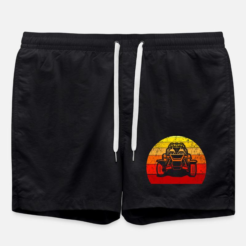 Retro Off-Road Abenteuer Illustration - Badeshorts - Schwarz