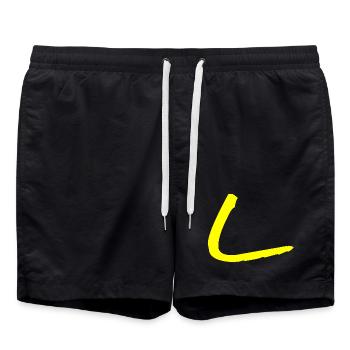 Buchstabe L - Badeshorts - Schwarz - Vorne - AI Model Male 185 light (185cm)